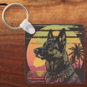 Retro German Shepherd Keychain  キーホルダー (正面)