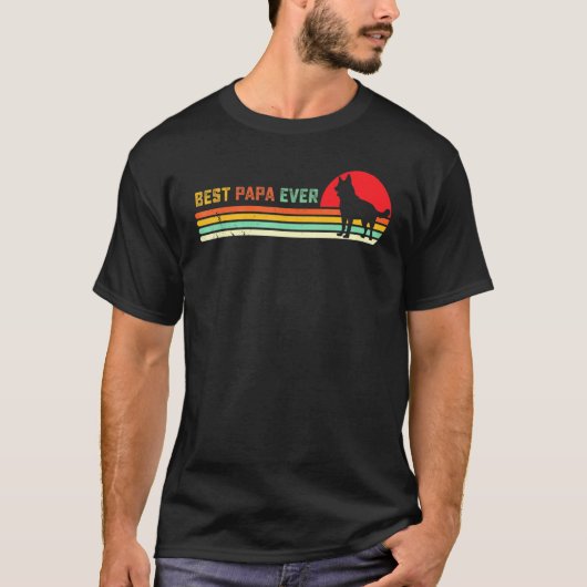 Retro German Shepherd Papa German Shepard Dog Dad  Tシャツ (正面)