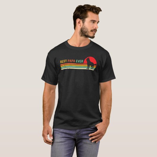 Retro German Shepherd Papa German Shepard Dog Dad Tシャツ (正面フル)