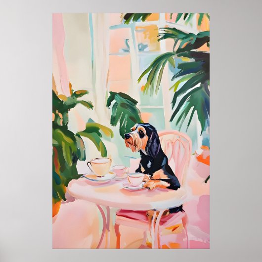 Retro German Wirehaired Pointer Poster, German ポスター (正面)