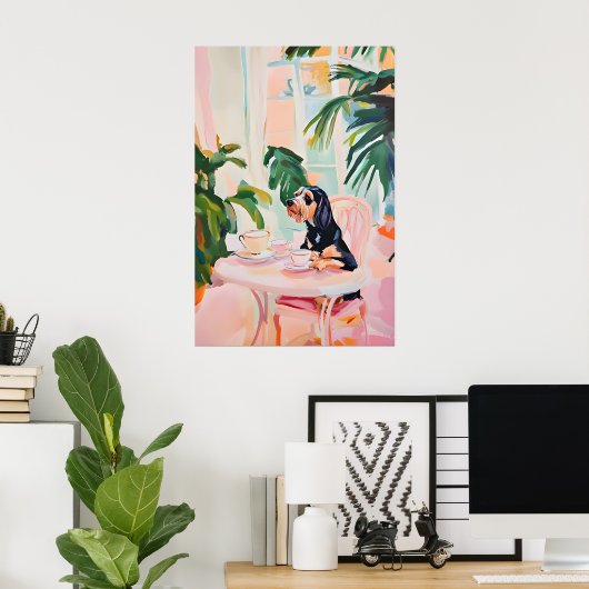 Retro German Wirehaired Pointer Poster, German ポスター (ホームオフィス)