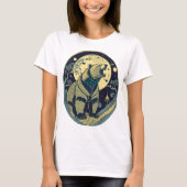 Retro Geschenk Bär Russland Ikone Jugendstil Mond Tシャツ (正面)