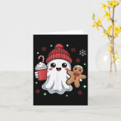 Retro Ghost Beanie Christmas Holiday Xmas Coffee G カード (黄色い花)