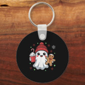 Retro Ghost Beanie Christmas Holiday Xmas Coffee G キーホルダー (正面)