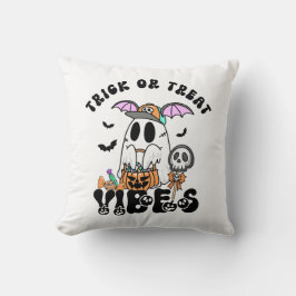 Retro Ghost Candy Halloween Trick or Treat vibes クッション