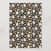 Retro Ghost Flowers Halloween Seamless Pattern 招待状 (正面)
