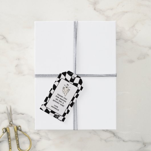 Retro Ghost One Halloween Boy 1st Birthday ギフトタグ (より糸付き)