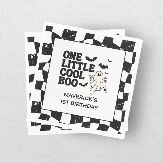 Retro Ghost One Halloween Boy 1st Birthday スタンダードランチョンナプキン