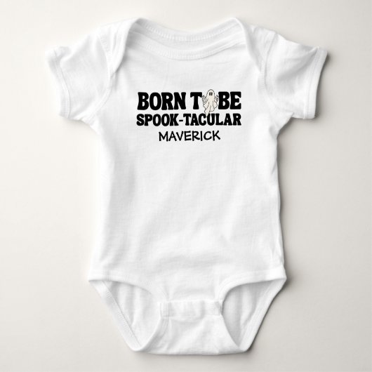 Retro Ghost One Halloween Boy 1st Birthday ベビーボディスーツ (正面)