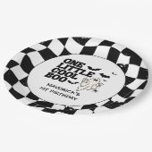 Retro Ghost One Halloween Boy 1st Birthday ペーパープレート (アングル)