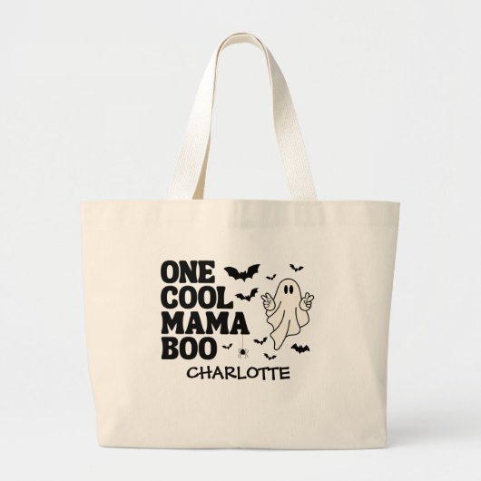 Retro Ghost One Halloween Boy 1st Birthday ラージトートバッグ (正面)