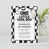 Retro Ghost One Halloween Boy 1st Birthday 招待状 (スタンド正面)