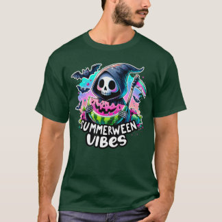 Retro Ghost Summerween Vibe Watermelon Ghost Summe Tシャツ