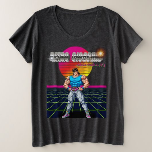 Retro Gigachad プラスサイズTシャツ (デザイン正面)