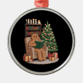 Retro Gingerbread Reading Books Christmas Teacher  メタルオーナメント (正面)