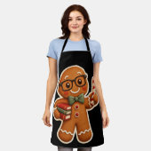 Retro Gingerbread Teacher Christmas Custom Apron エプロン (着用した状態)