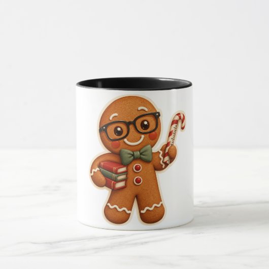 Retro Gingerbread Teacher Christmas Custom Mug マグカップ (中央)