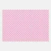 Retro Gingham 3 Pink ラッピングペーパーシート (正面3)