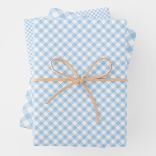 Retro Gingham Baby Blue ラッピングペーパーシート (インサイチュ)