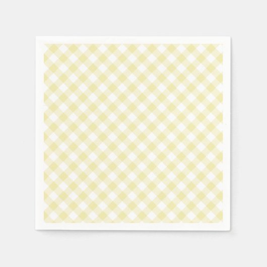 Retro Gingham Butter Yellow スタンダードカクテルナプキン (正面)