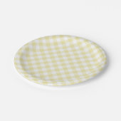 Retro Gingham Butter Yellow ペーパープレート (アングル)