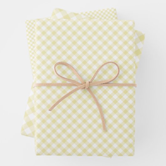 Retro Gingham Butter Yellow ラッピングペーパーシート (インサイチュ)