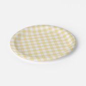 Retro Gingham Canary Yellow ペーパープレート (アングル)