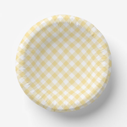 Retro Gingham Canary Yellow ペーパーボウル (正面)