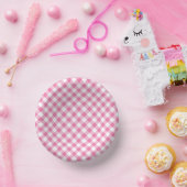 Retro Gingham Fuchsia Pink ペーパーボウル (パーティー)