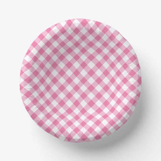 Retro Gingham Fuchsia Pink ペーパーボウル (正面)