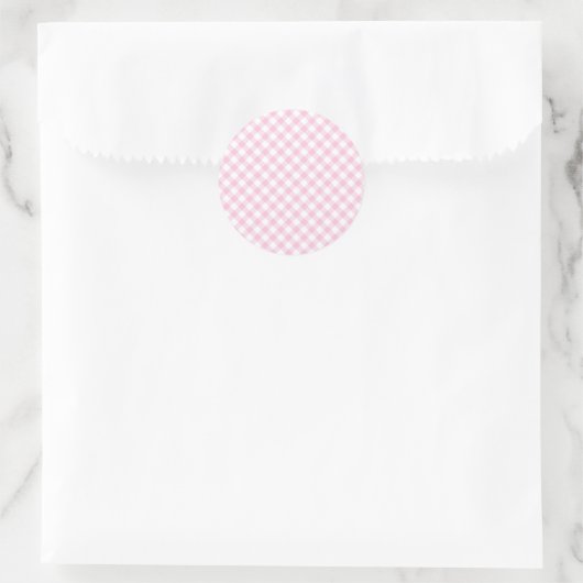Retro Gingham Light Pink ラウンドシール (バッグ)