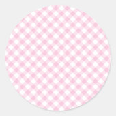 Retro Gingham Light Pink ラウンドシール (正面)