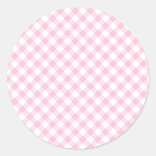 Retro Gingham Light Pink ラウンドシール (正面)