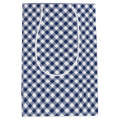 Retro Gingham Navy Blue ミディアムペーパーバッグ (正面)