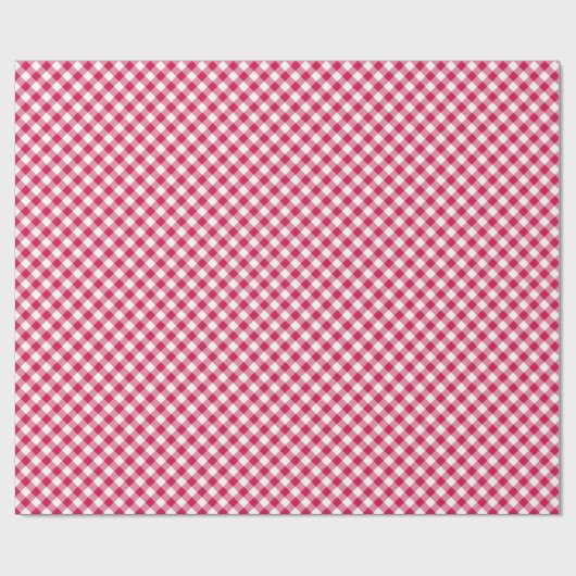 Retro Gingham Raspberry ラッピングペーパー (フラット)