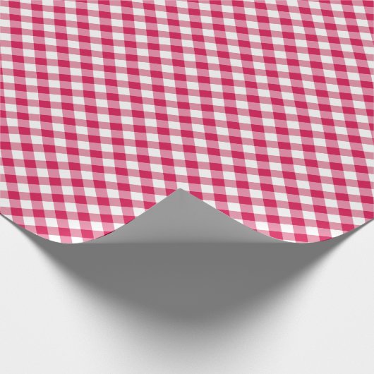 Retro Gingham Raspberry ラッピングペーパー (角)