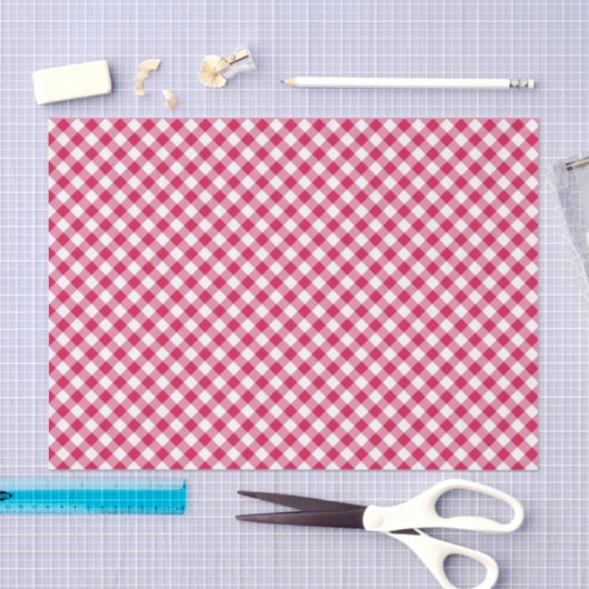 Retro Gingham Raspberry 薄葉紙 (クラフト)