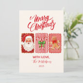 Retro Gingham Santa Gingerbread Christmas シーズンカード (スタンド正面)