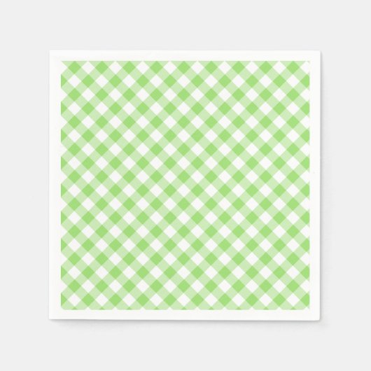 Retro Gingham Spring Green スタンダードカクテルナプキン (正面)