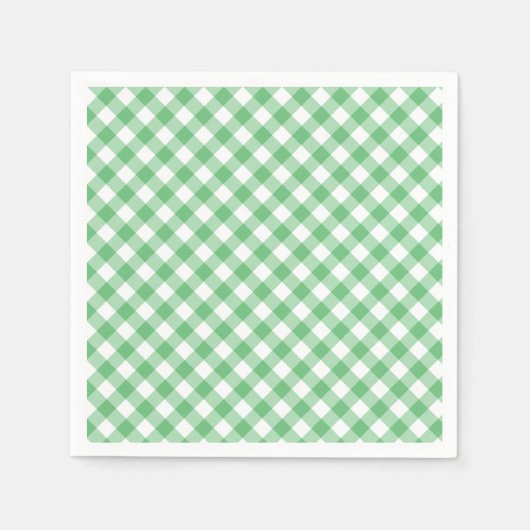 Retro Gingham Summer Green スタンダードカクテルナプキン (正面)