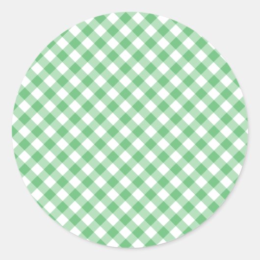 Retro Gingham Summer Green ラウンドシール (正面)
