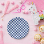 Retro Gingham True Blue ペーパープレート (パーティー)