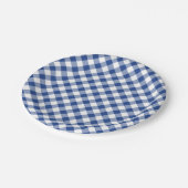 Retro Gingham True Blue ペーパープレート (アングル)