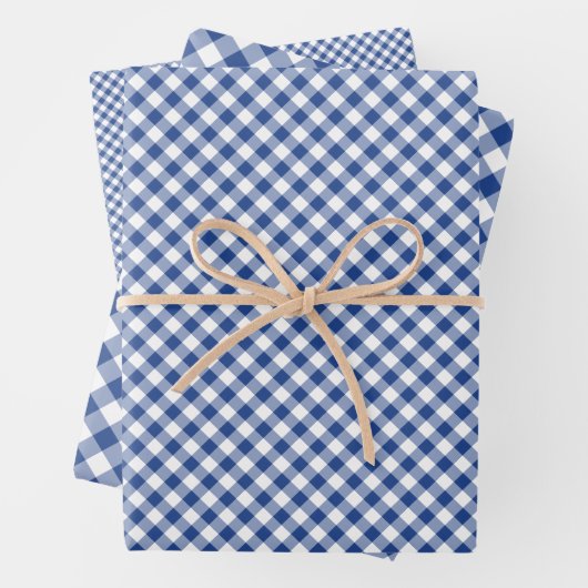 Retro Gingham True Blue ラッピングペーパーシート (インサイチュ)