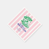 Retro Girl Beach Club Pink Stripes Birthday スタンダードカクテルナプキン (角)