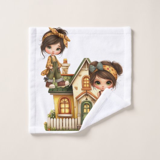 Retro Girls Baby Blanket ウォッシュタオル (ウォッシュタオル)