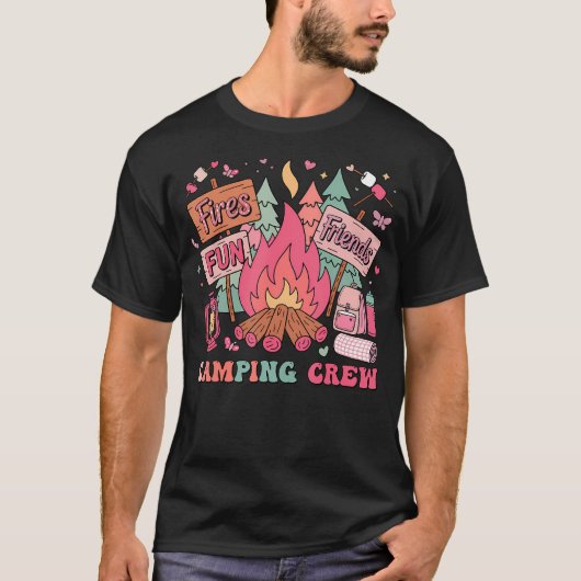 Retro Girls Campfire Family Matching Camping Crew Tシャツ (正面)