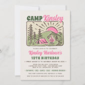 Retro Girly Weekend Camp Birthday Invitation 招待状 (正面)
