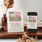 Retro Girly Weekend Camp Birthday Invitation 招待状