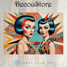 Retro Glam Duo – Vintage Pop Art Women Decoupage 薄葉紙